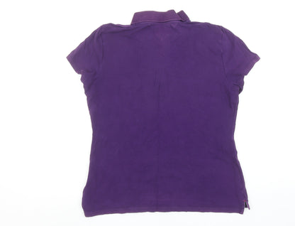 Tommy Hilfiger Women's Purple Cotton Polo Shirt L Short Sleeve Casual