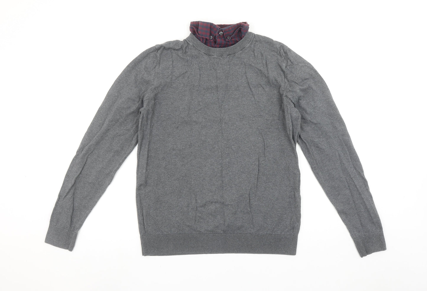 Next Men’s Grey Wool Cotton Crew Neck Pullover Jumper M