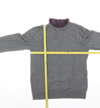 Next Men’s Grey Wool Cotton Crew Neck Pullover Jumper M