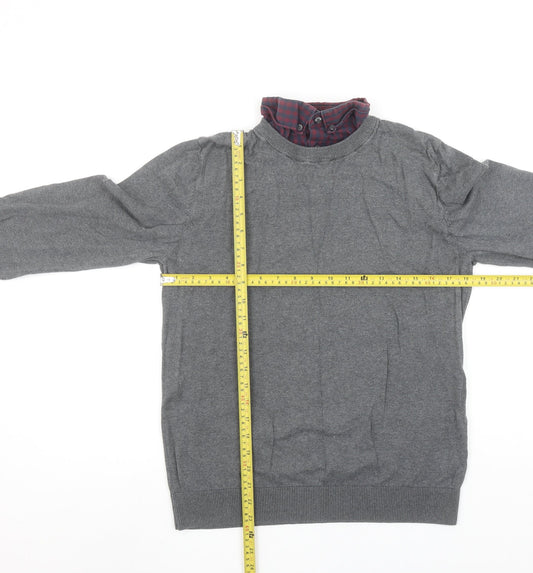 Next Men’s Grey Wool Cotton Crew Neck Pullover Jumper M