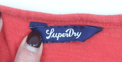 Womens UK Size 8 Superdry Red Basic T-Shirt