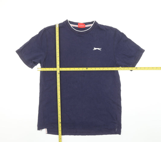 Slazenger Men's Navy Blue Crew Neck Short Sleeve Cotton T-Shirt M