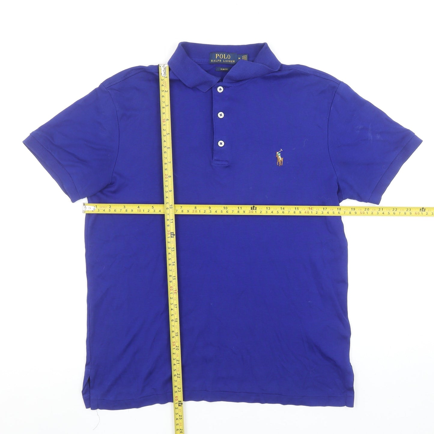 Ralph Lauren Men's Blue Slim Fit Cotton Polo Shirt Size M
