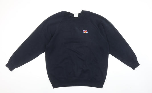 Mens UK Size L Russell Black Pullover Sweatshirt