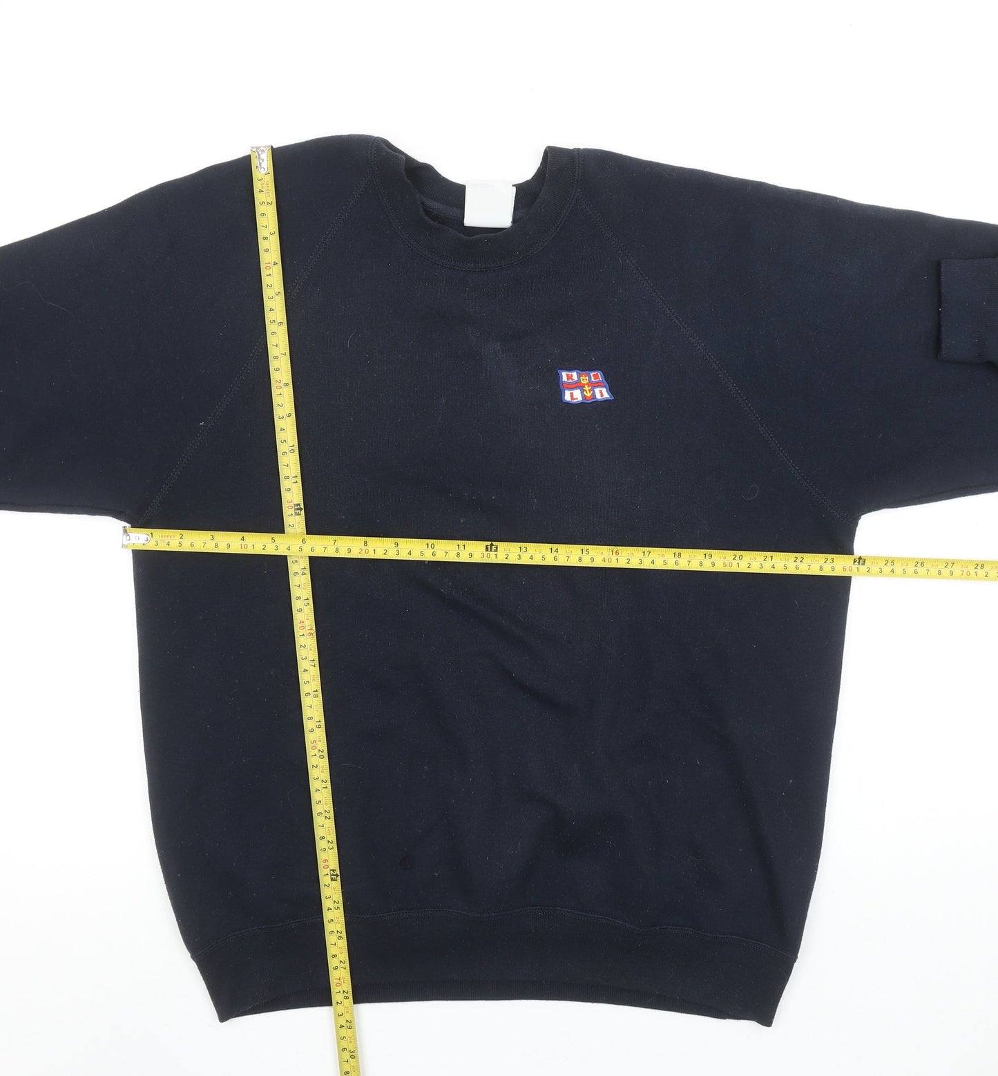 Mens UK Size L Russell Black Pullover Sweatshirt
