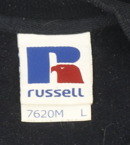 Mens UK Size L Russell Black Pullover Sweatshirt