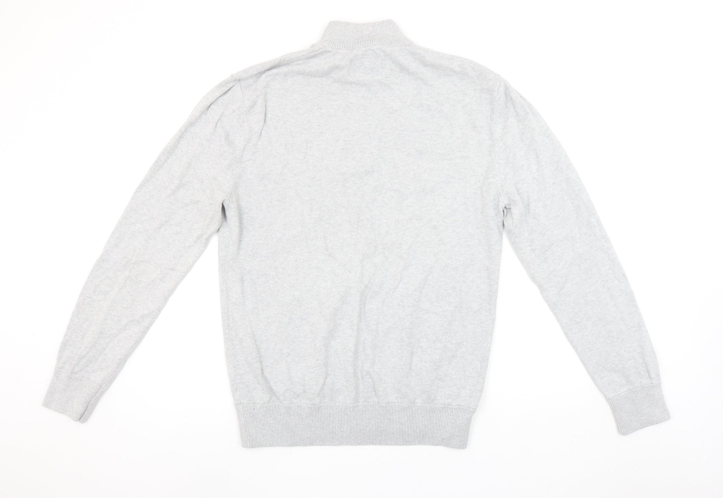 Jack Wills Men's Grey L Half Zip High Neck Cotton Jumper