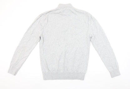 Jack Wills Men's Grey L Half Zip High Neck Cotton Jumper