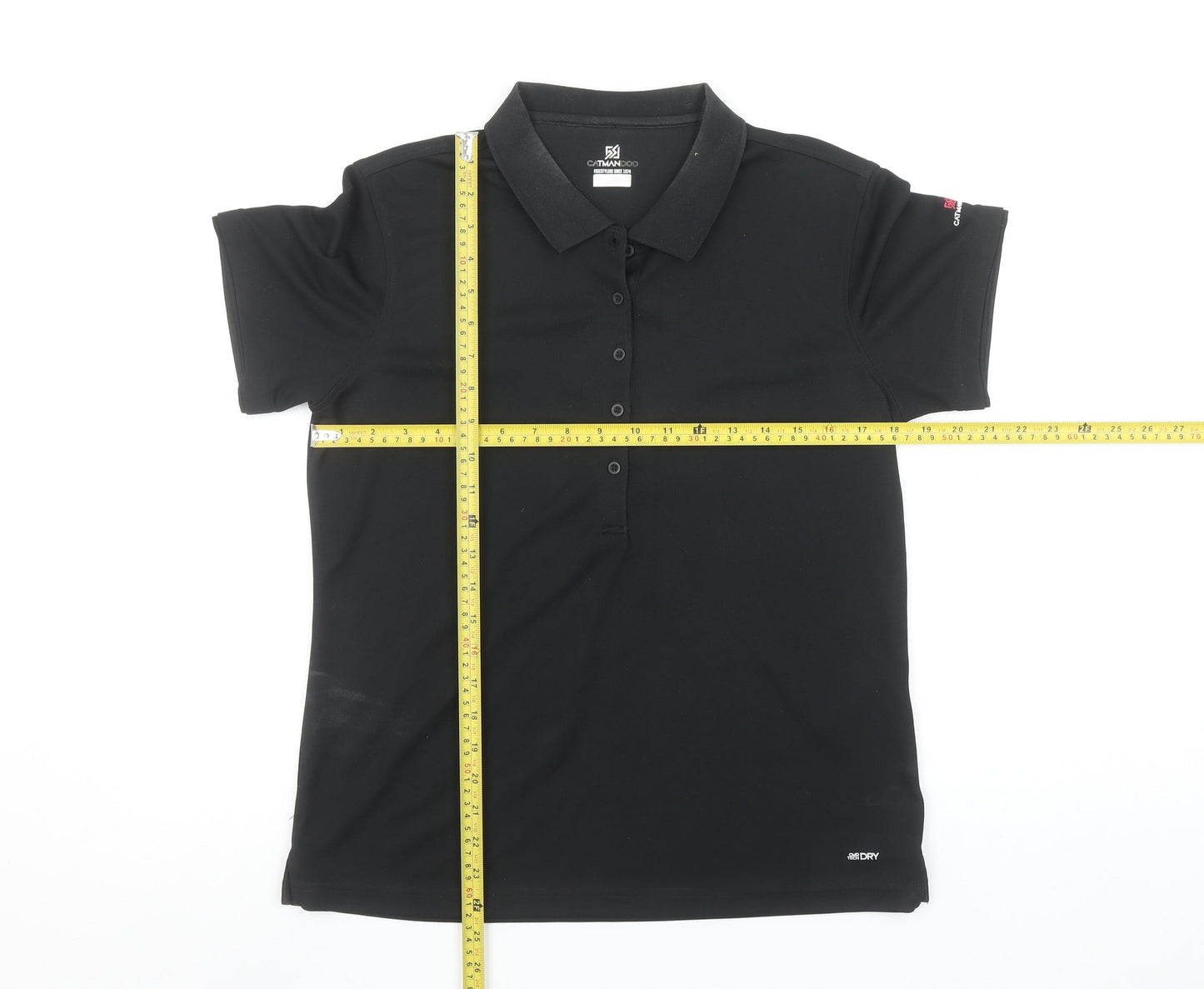 Womens UK Size M Catmandoo Black Basic Polo