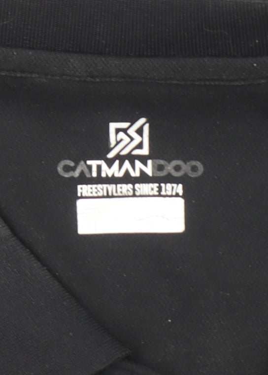 Womens UK Size M Catmandoo Black Basic Polo