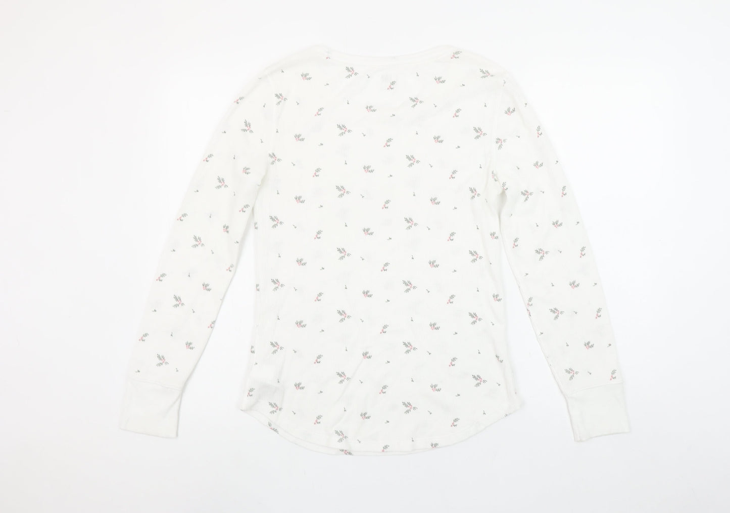 GAP Women's White Floral Long Sleeve Crew Neck Top Size M