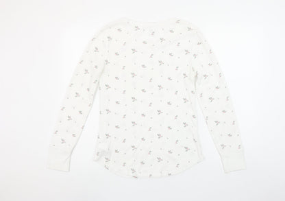 GAP Women's White Floral Long Sleeve Crew Neck Top Size M