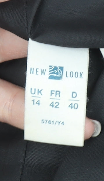 New Look Women's Black Faux Fur Long Overcoat Size 14