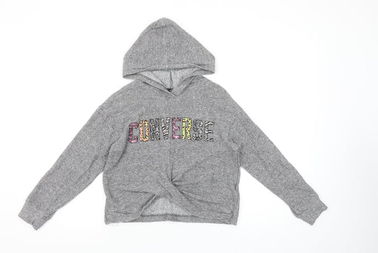 Girls UK Size 8-10 Years Converse Grey Pullover Hoodie