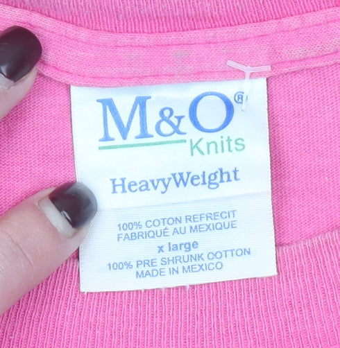 Womens UK Size XL M&O KNITS Pink Basic T-Shirt