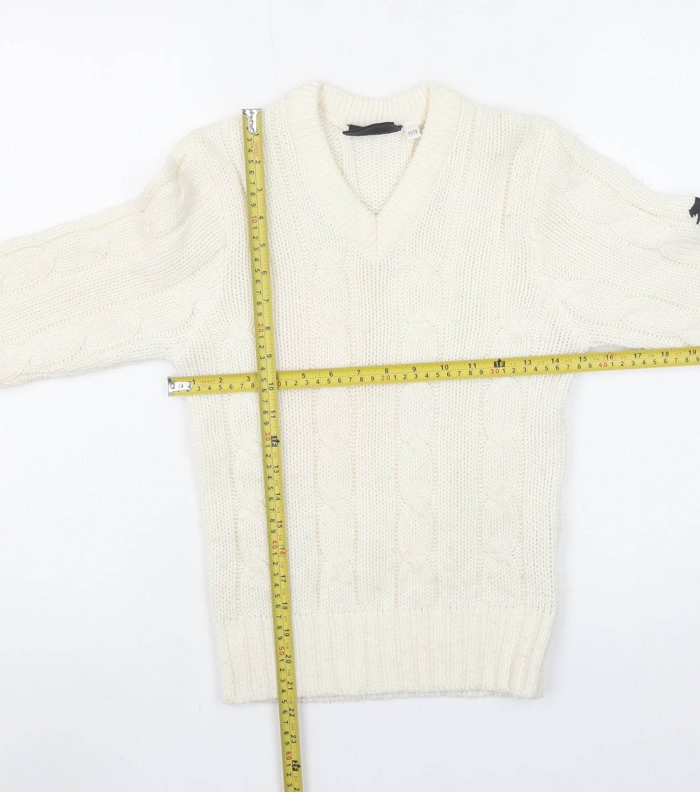 Girls UK Size 11-12 Years Slazenger Ivory Pullover Jumper
