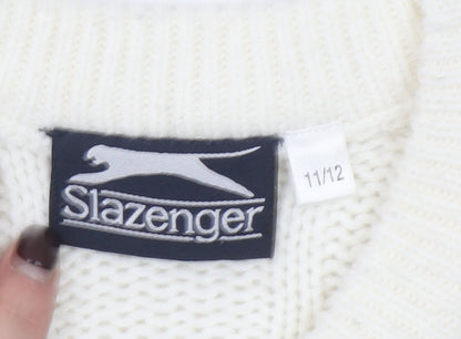 Girls UK Size 11-12 Years Slazenger Ivory Pullover Jumper