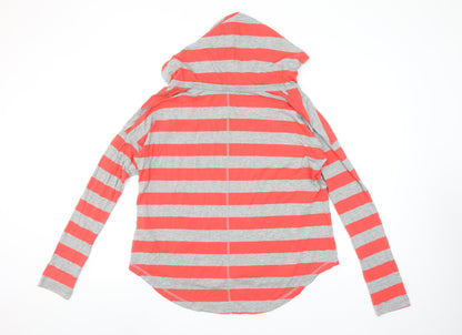 Nike Women’s Grey & Coral Stripe Hooded Pullover Hoodie Size L
