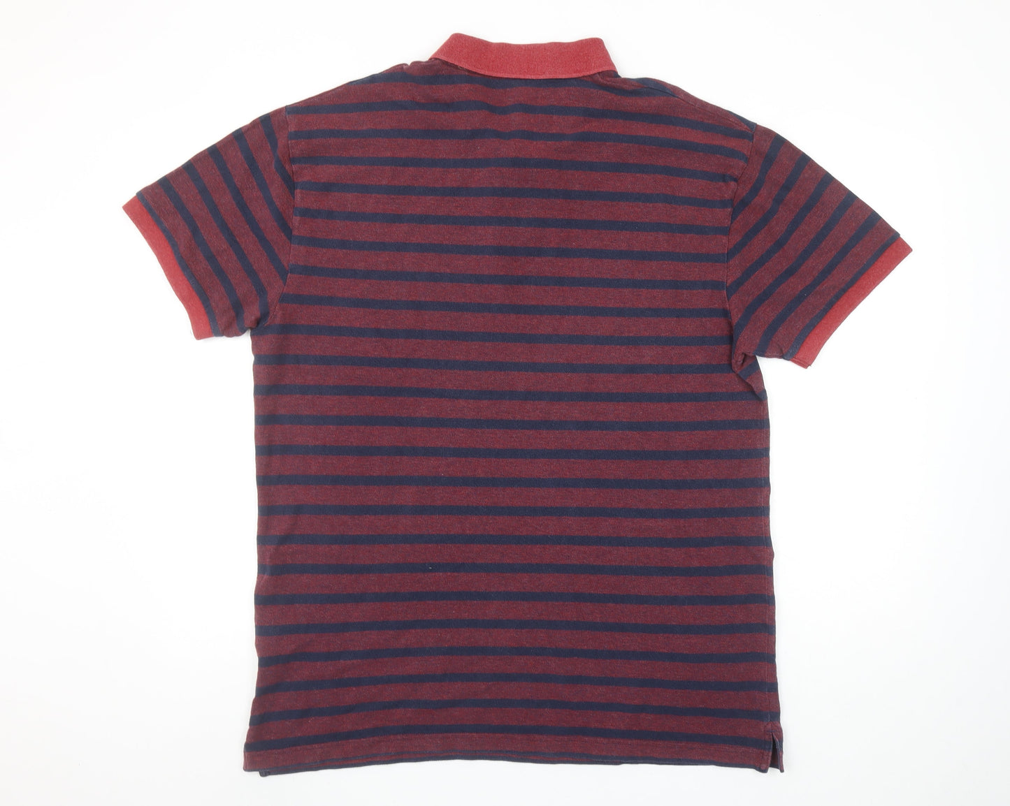 GANT Men's Red and Navy Striped 2XL Cotton Polo Shirt