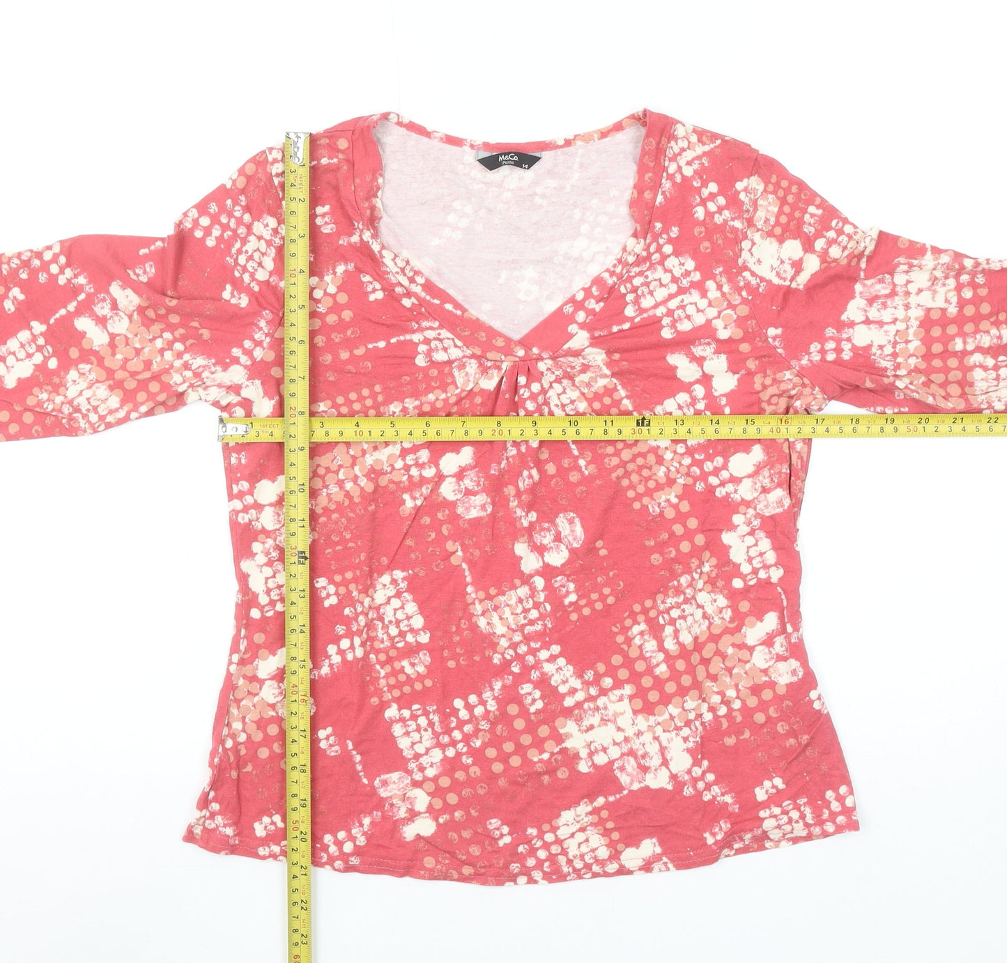 Womens UK Size 14 M&Co Pink Basic T-Shirt