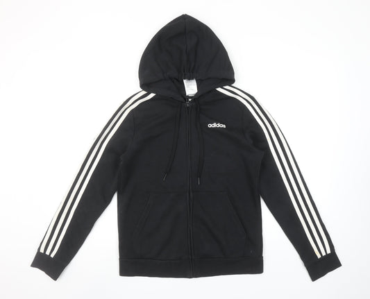 Adidas Womens Black Full Zip Hoodie Size M 12-14 Hooded Sweatshirt