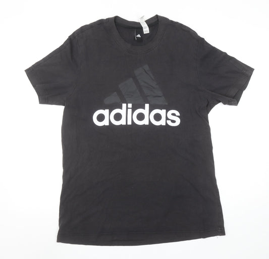 Adidas Men's Black Medium Sports Logo Cotton T-Shirt
