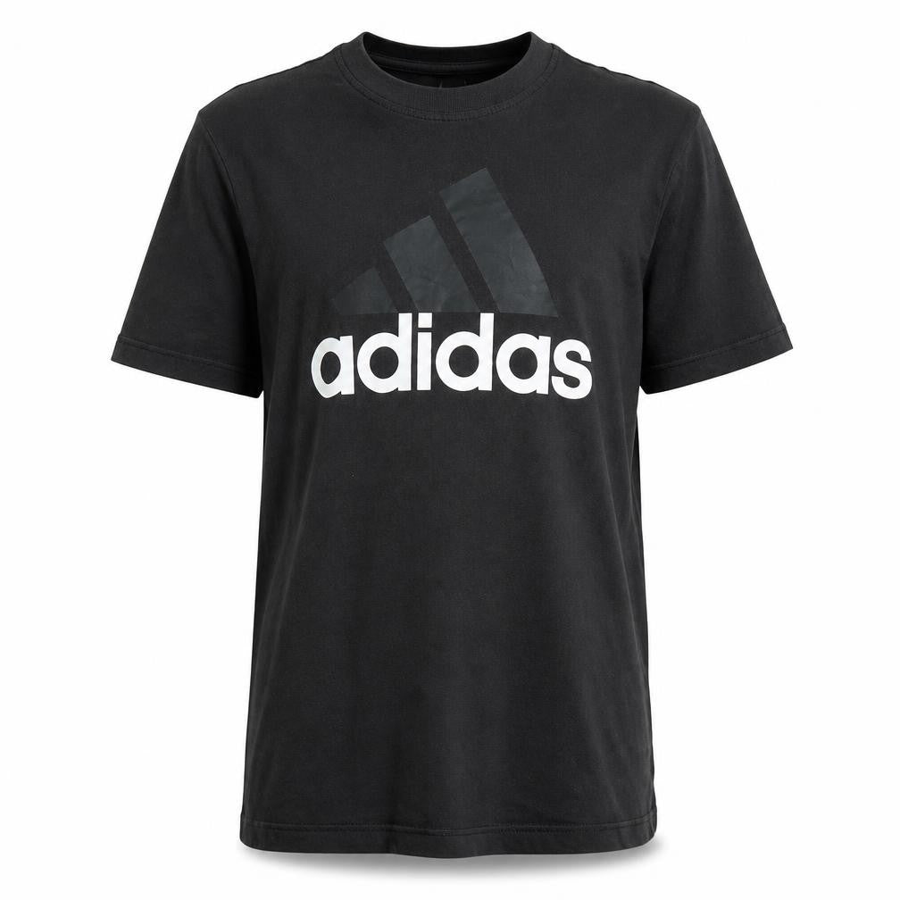 Front view of Adidas Men's Black Medium Sports Logo Cotton T-Shirt