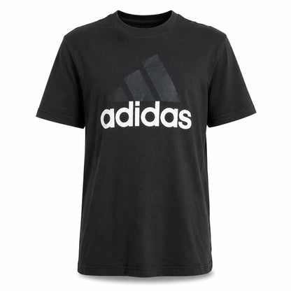 Front view of Adidas Men's Black Medium Sports Logo Cotton T-Shirt
