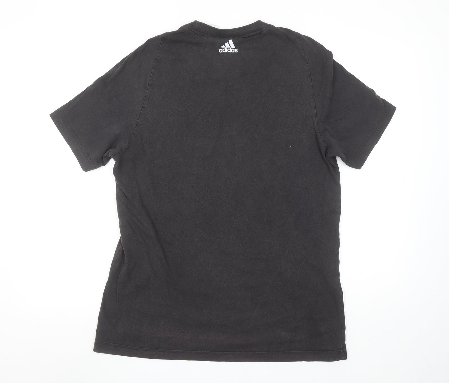 Adidas Men's Black Medium Sports Logo Cotton T-Shirt