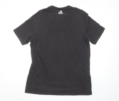Adidas Men's Black Medium Sports Logo Cotton T-Shirt