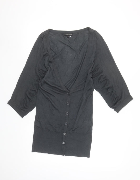 Womens UK Size 8 Warehouse Black Cardigan Jumper