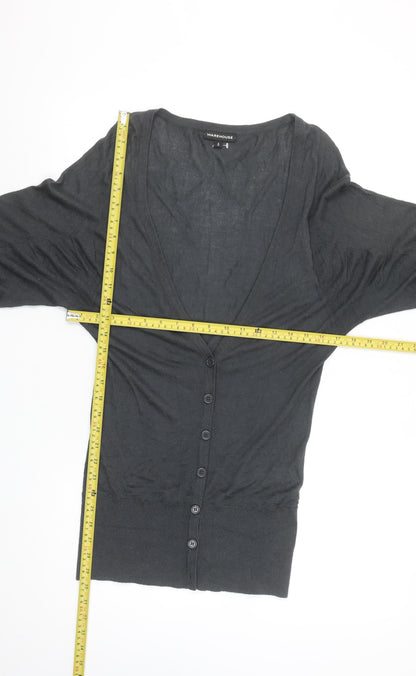 Womens UK Size 8 Warehouse Black Cardigan Jumper