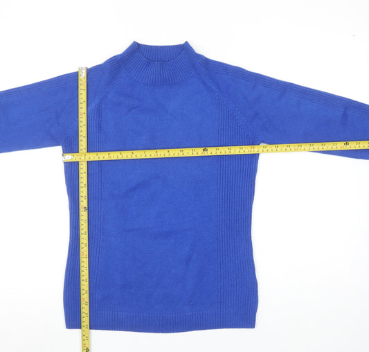 Bassini Women's Blue Mock Neck Long Sleeve Pullover Jumper Size S