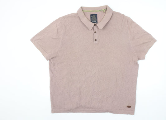 Hammond & Co. Men's Beige Cotton Textured Polo Shirt XL