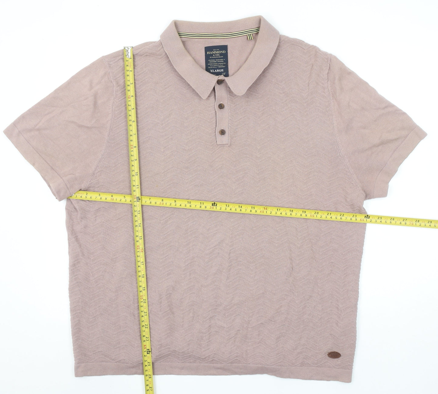 Hammond & Co. Men's Beige Cotton Textured Polo Shirt XL