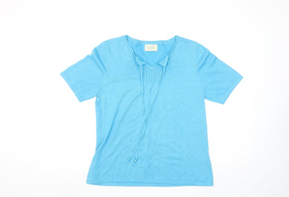 Womens UK Size L Jumper Blue Basic T-Shirt