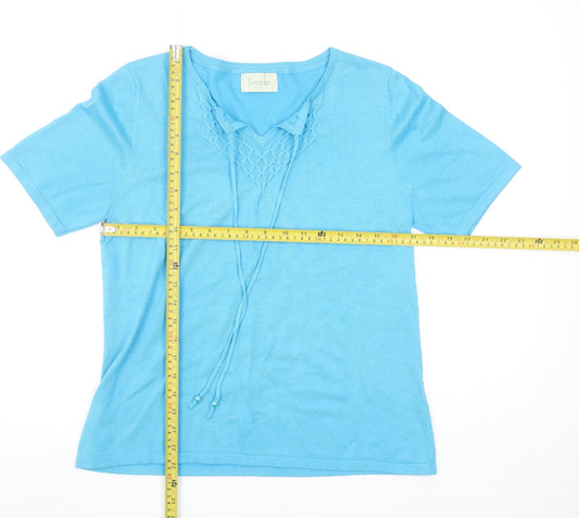 Womens UK Size L Jumper Blue Basic T-Shirt