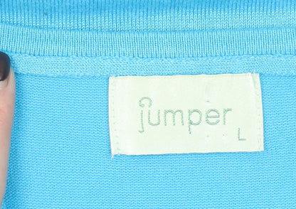 Womens UK Size L Jumper Blue Basic T-Shirt