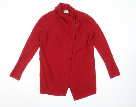 Jigsaw Women’s Red Wool Cardigan M Long Sleeve Collared Jumper