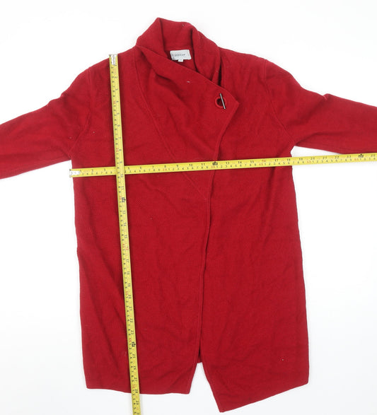 Jigsaw Women’s Red Wool Cardigan M Long Sleeve Collared Jumper