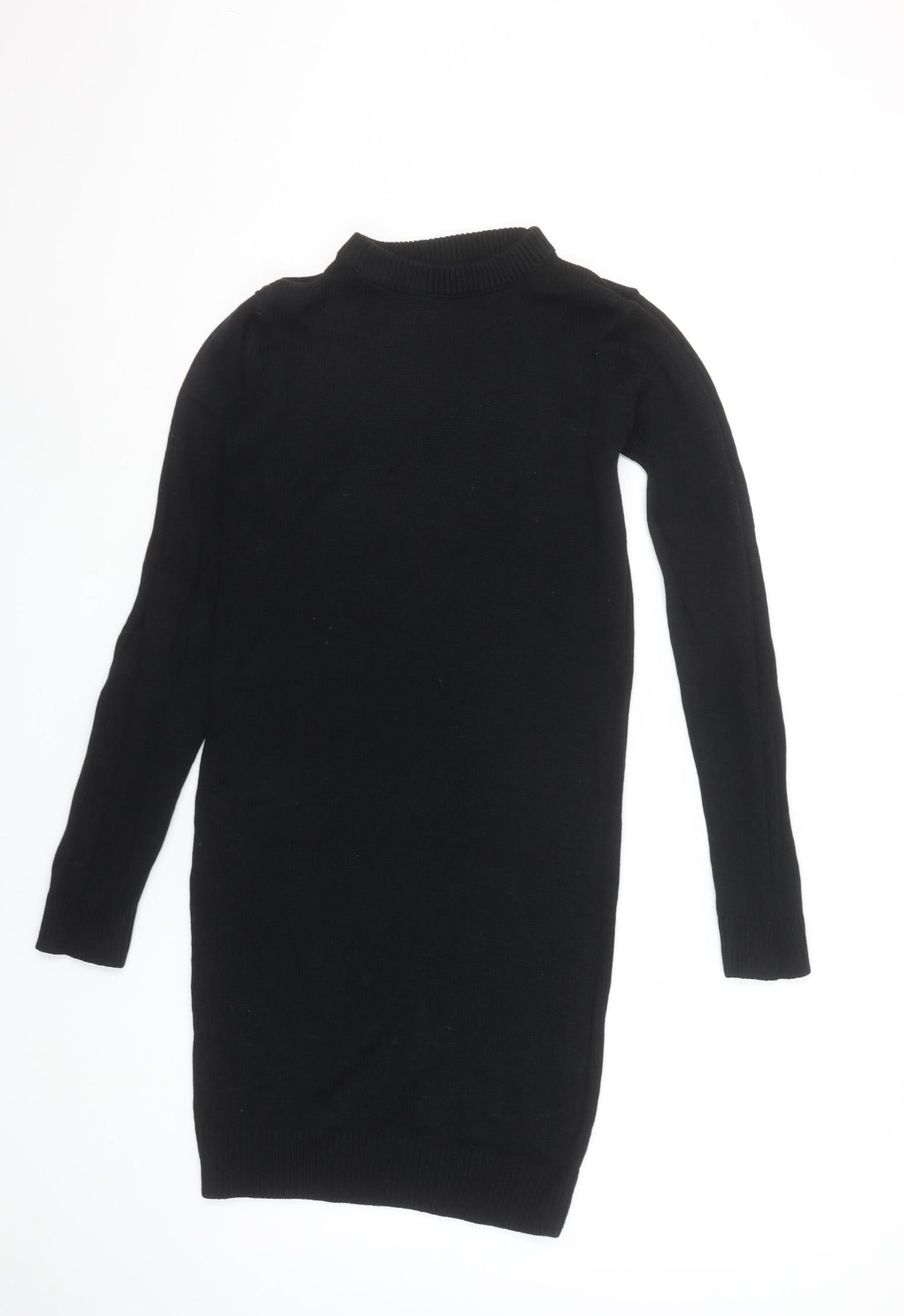 Brave Soul Women’s Black XS Knit Jumper Dress Long Sleeve Mock Neck