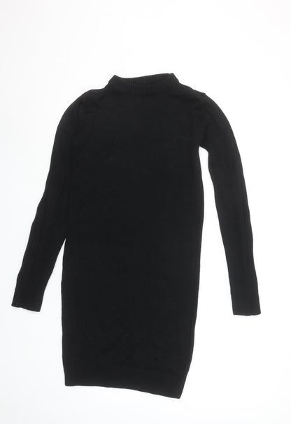 Brave Soul Women’s Black XS Knit Jumper Dress Long Sleeve Mock Neck