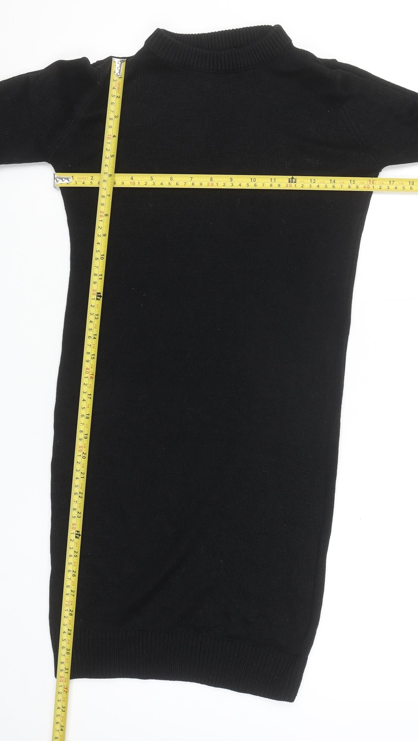 Brave Soul Women’s Black XS Knit Jumper Dress Long Sleeve Mock Neck