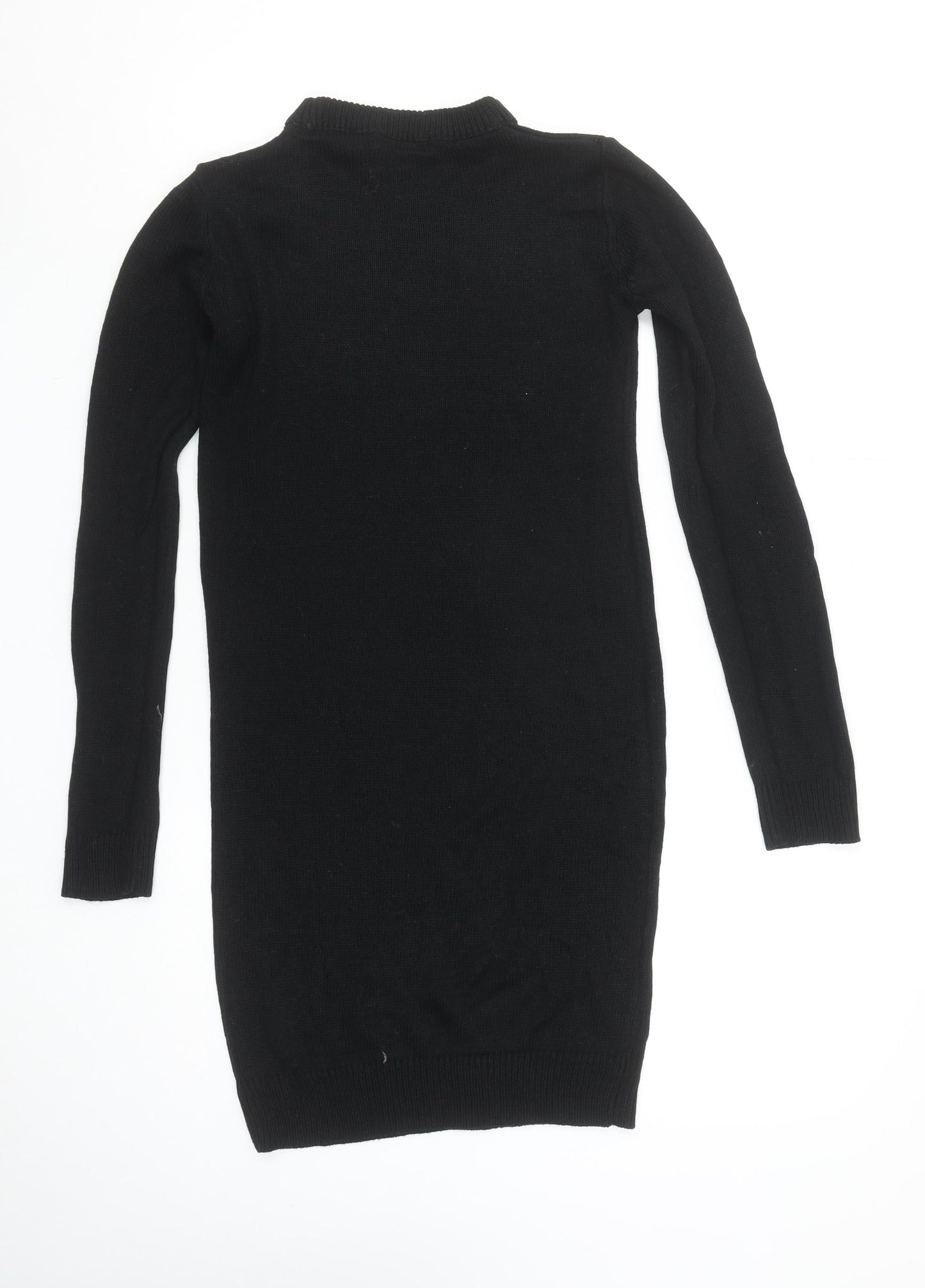 Brave Soul Women’s Black XS Knit Jumper Dress Long Sleeve Mock Neck