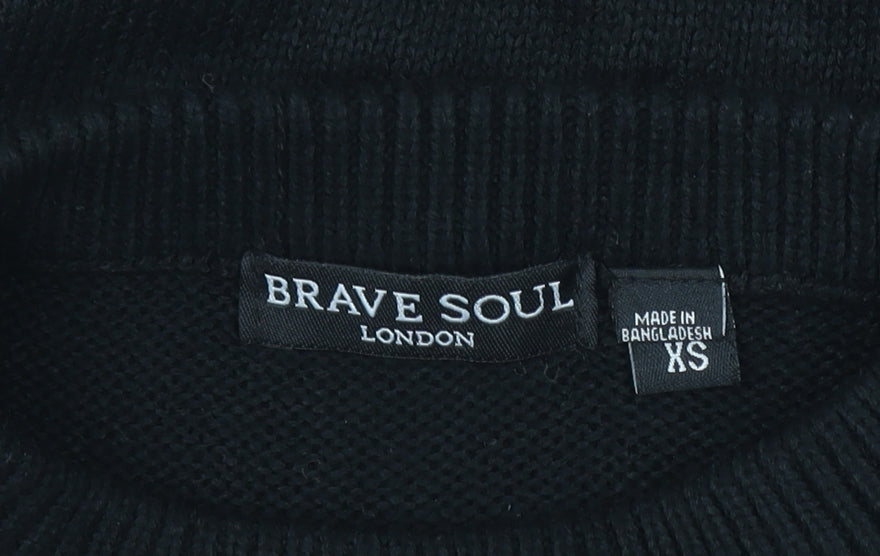 Brave Soul Women’s Black XS Knit Jumper Dress Long Sleeve Mock Neck