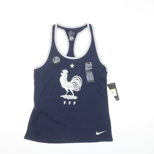 Nike Women Blue FFF Racerback Tank Top Size S Sports Activewear