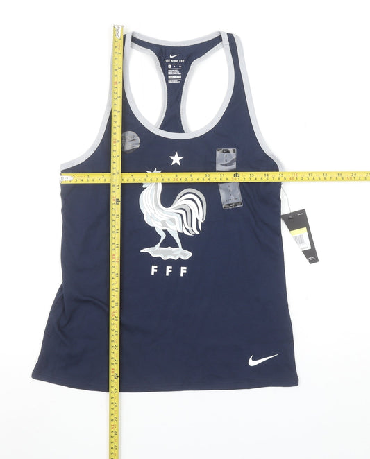 Nike Women Blue FFF Racerback Tank Top Size S Sports Activewear