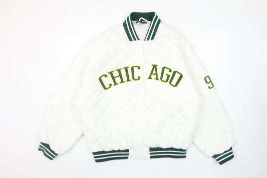 Missguided Women's White Varsity Quilted Jacket Size 8