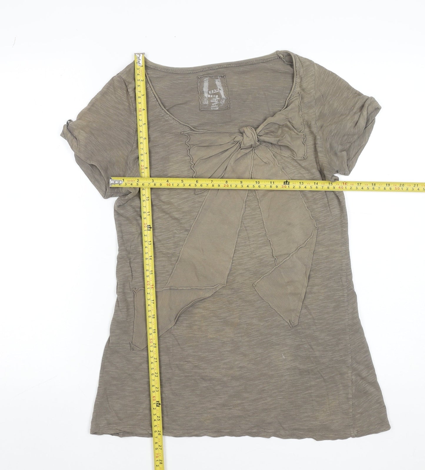 Womens UK Size M Zara Brown Basic T-Shirt