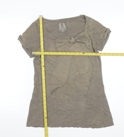 Womens UK Size M Zara Brown Basic T-Shirt